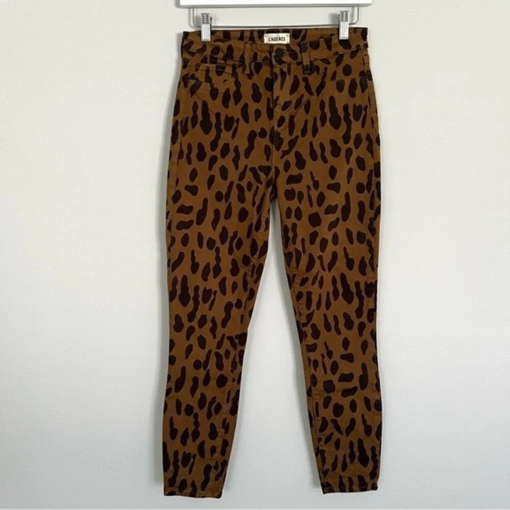 L'Agence Margot Leopard Print Skinny Crop Jeans, Size 28 NWOT